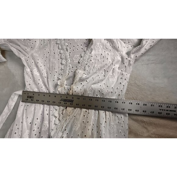 Dotti Womens White Cotton Eyelet Lace Open Front Duster Cardigan/Dress Small - Picture 7 of 9